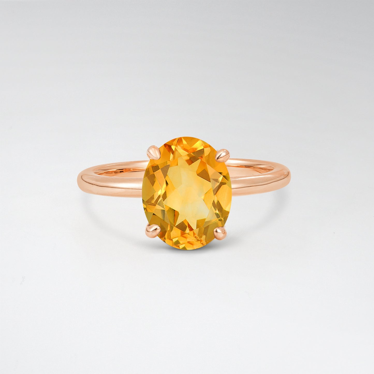 Minimalist Oval Cut Citrine 3CT Solitaire Engagement Ring - Additional view