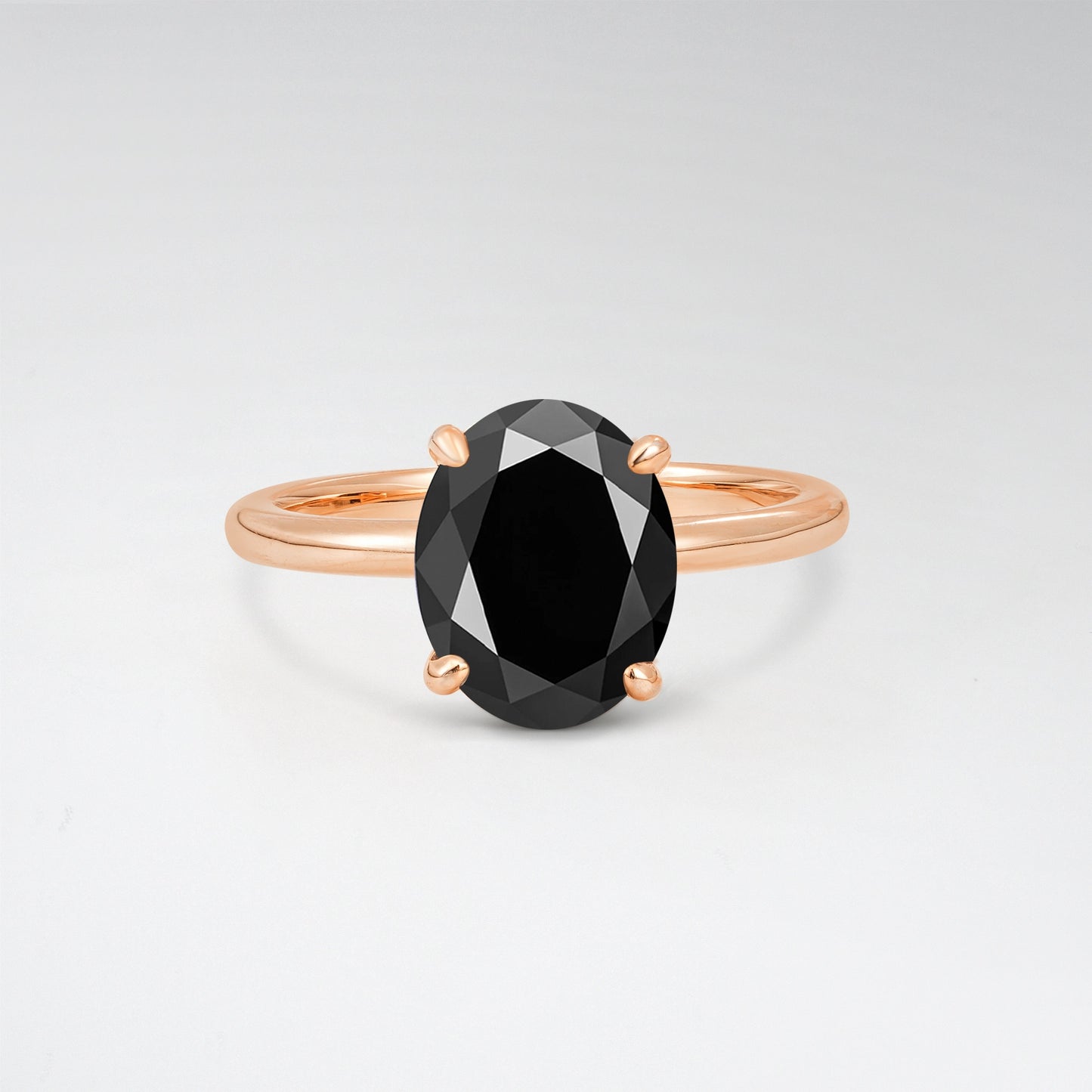 Minimalist Oval Cut Black Onyx 3CT Solitaire Engagement Ring - Additional view