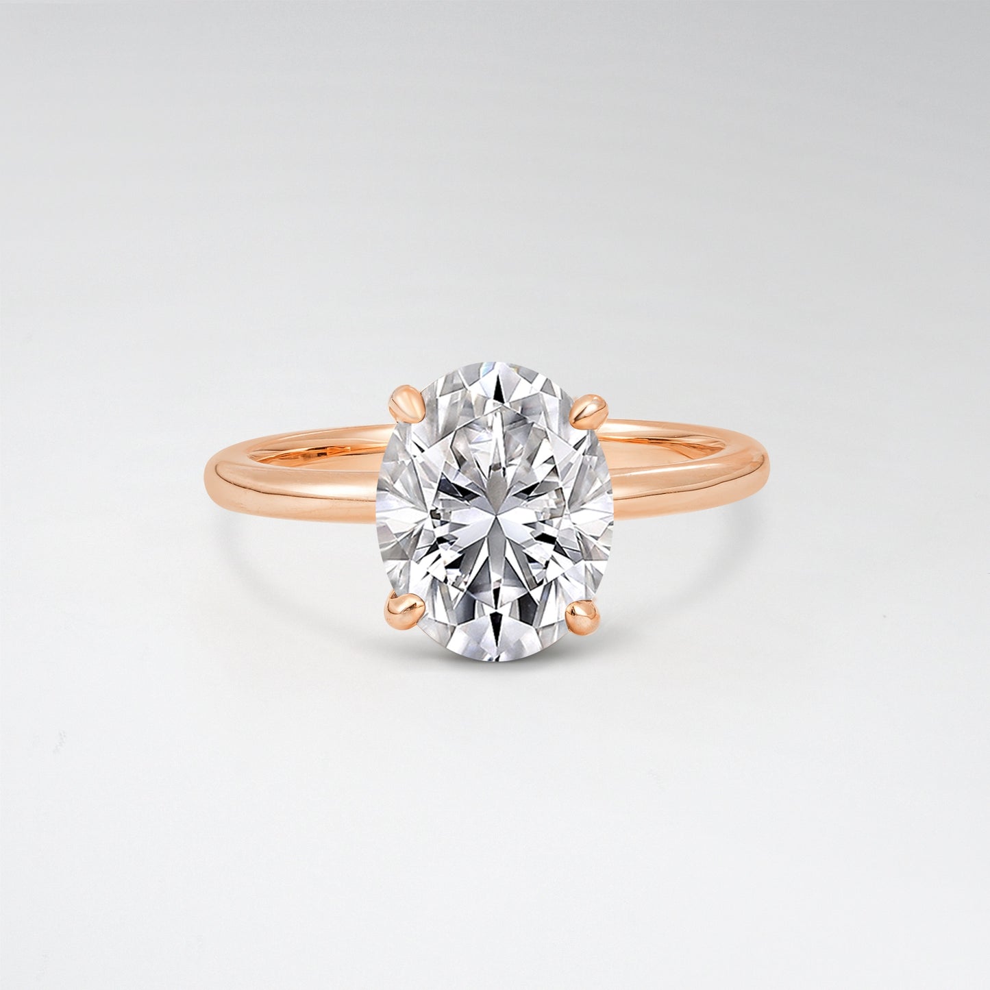 Minimalist Oval Cut Lab Diamond 3CT Solitaire Engagement Ring - Additional view