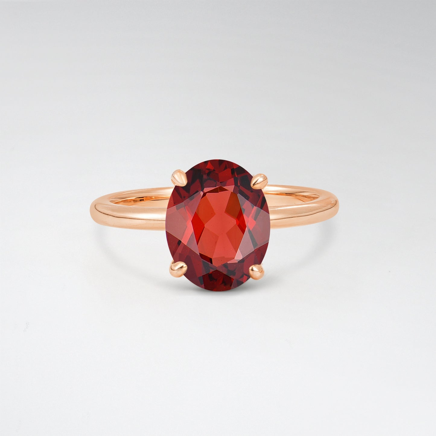 Minimalist Oval Cut Garnet 3CT Solitaire Engagement Ring - Additional view