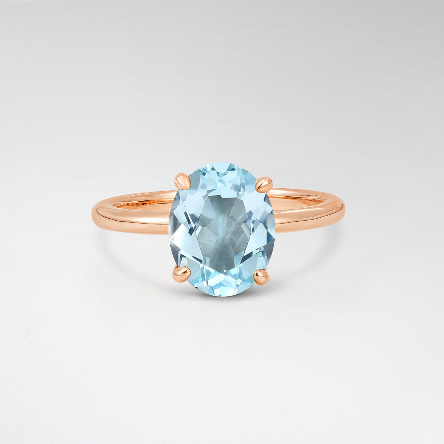Minimalist Oval Cut Aquamarine 3CT Solitaire Engagement Ring - Additional view