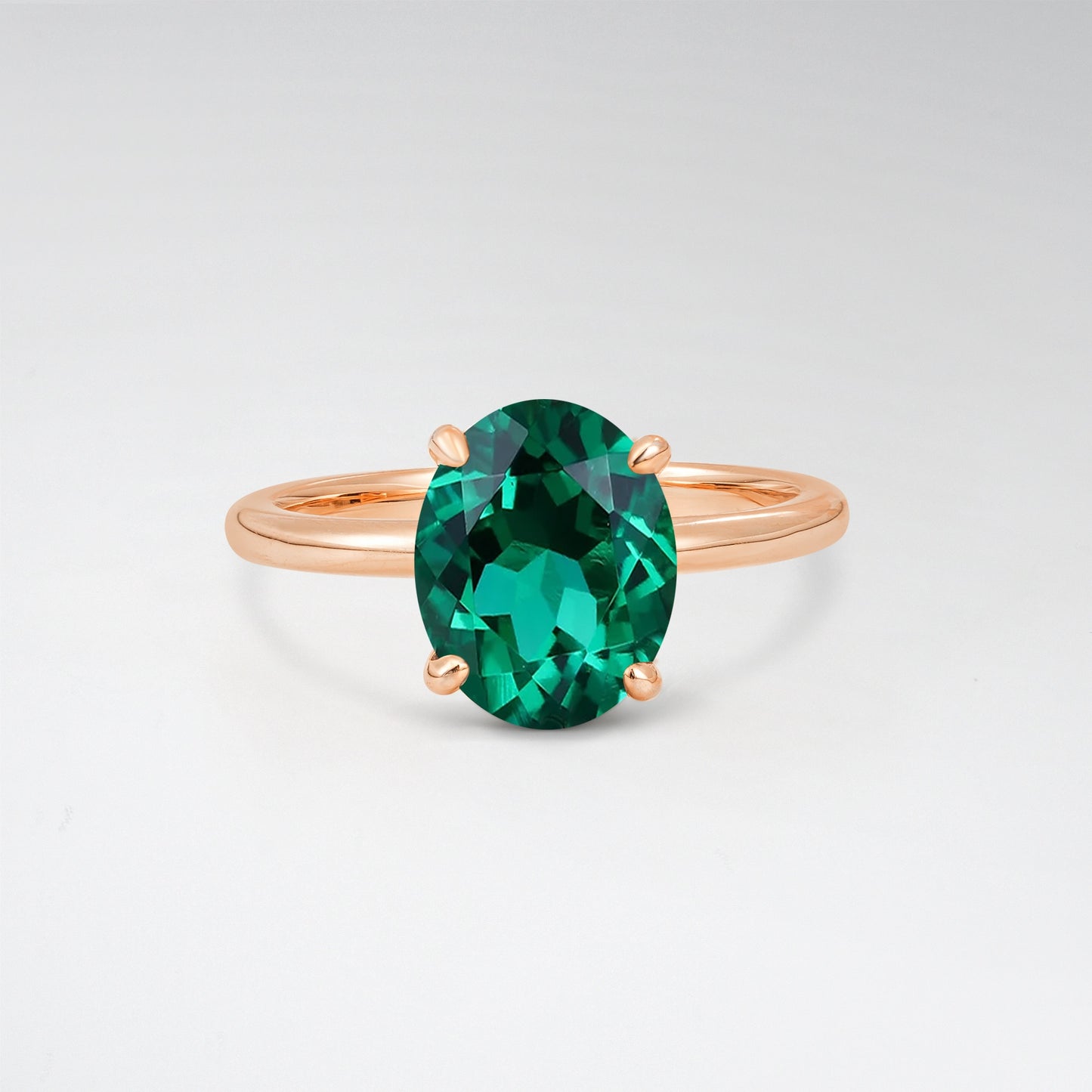 Minimalist Oval Cut Emerald 3CT Solitaire Engagement Ring - Additional view
