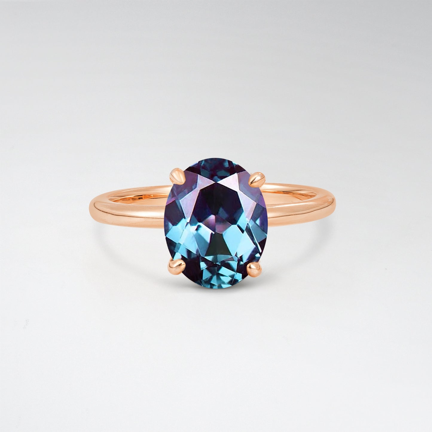 Minimalist Oval Cut Alexandrite 3CT Solitaire Engagement Ring - Additional view