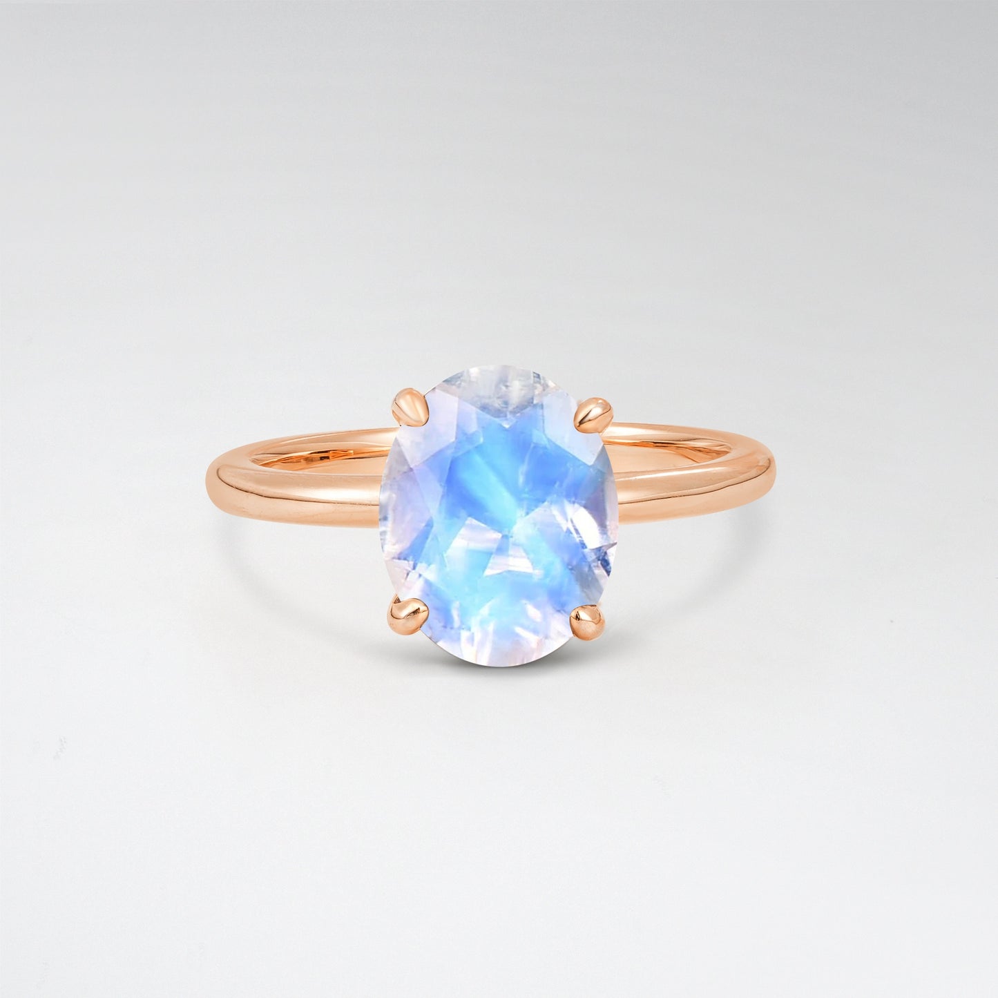 Minimalist Oval Cut Moonstone 3CT Solitaire Engagement Ring - Additional view