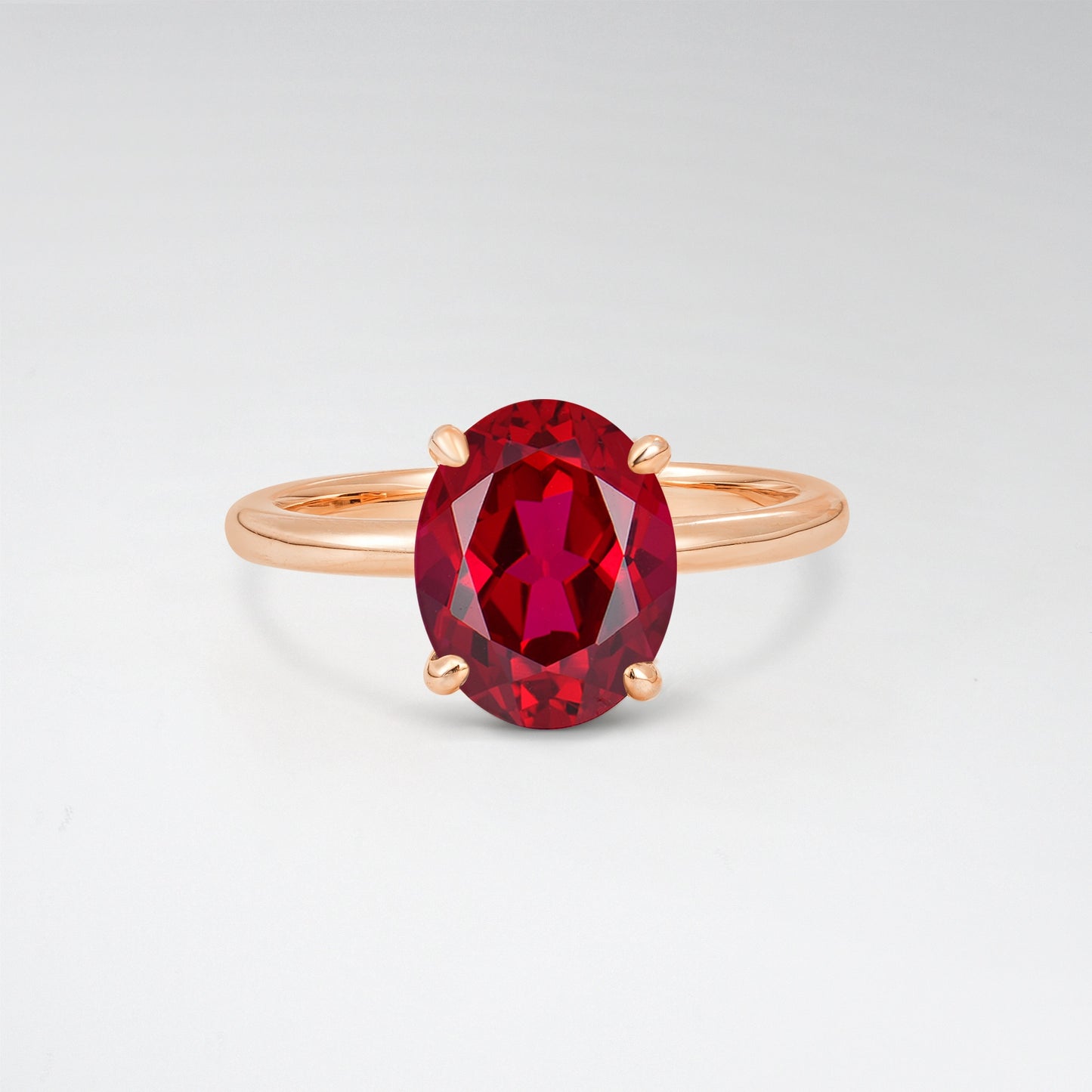 Minimalist Oval Cut Ruby 3CT Solitaire Engagement Ring - Additional view