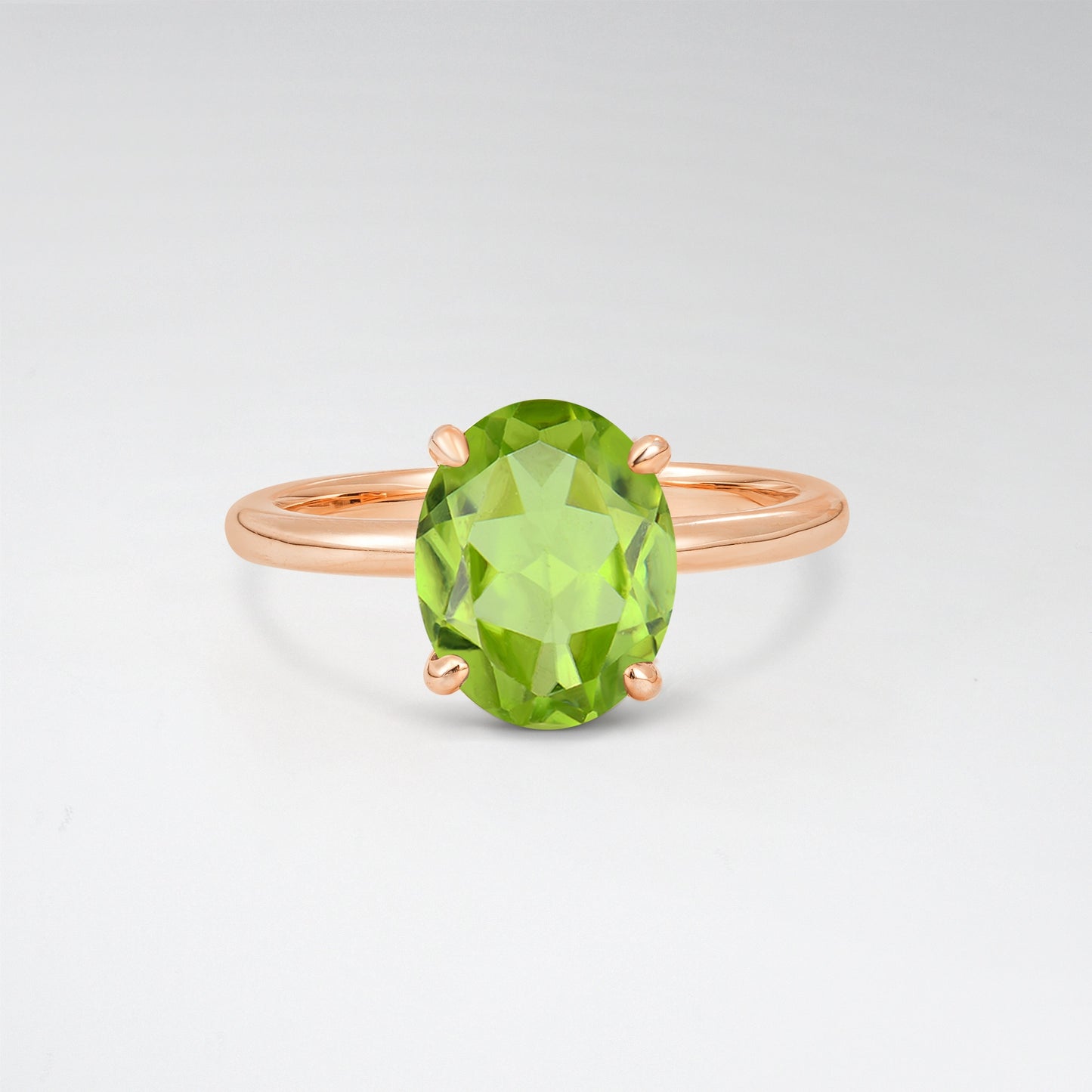 Minimalist Oval Cut Peridot 3CT Solitaire Engagement Ring - Additional view
