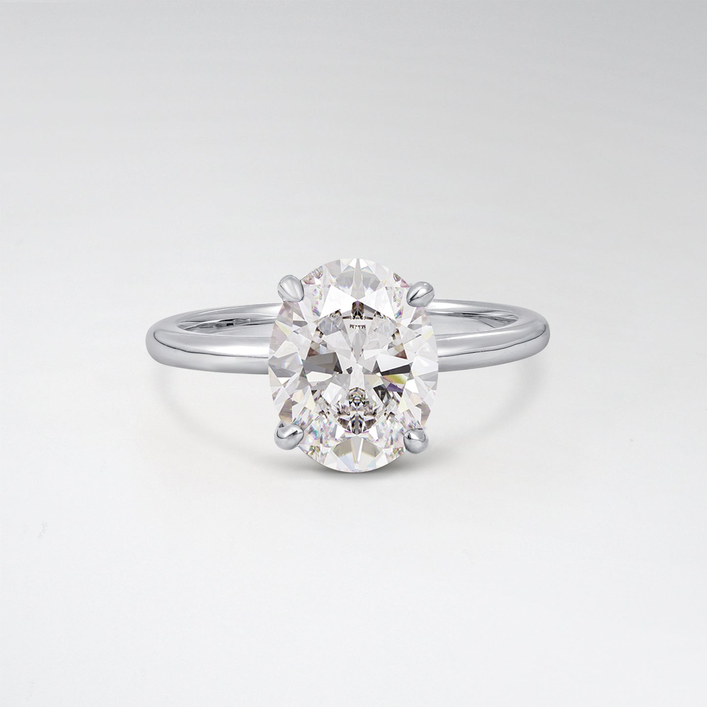 Minimalist Oval Cut Moissanite 3CT Solitaire Engagement Ring - Additional view