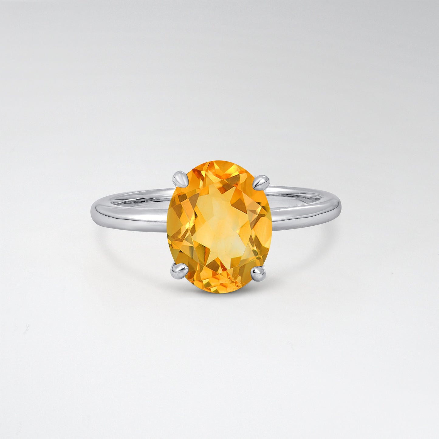 Minimalist Oval Cut Citrine 3CT Solitaire Engagement Ring - Additional view