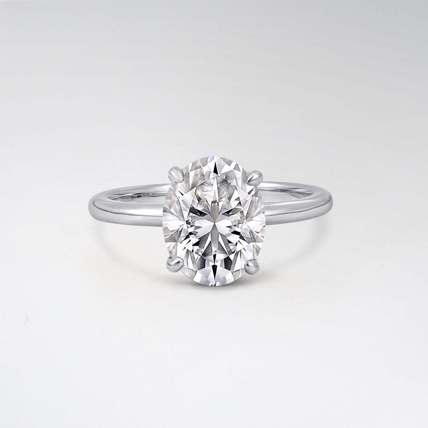 Minimalist Oval Cut Lab Diamond 3CT Solitaire Engagement Ring - Additional view