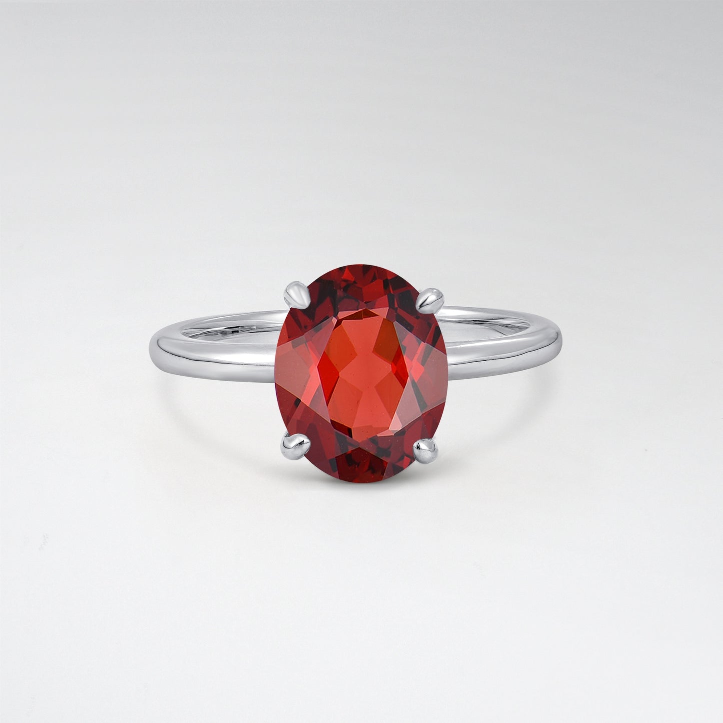 Minimalist Oval Cut Garnet 3CT Solitaire Engagement Ring - Additional view