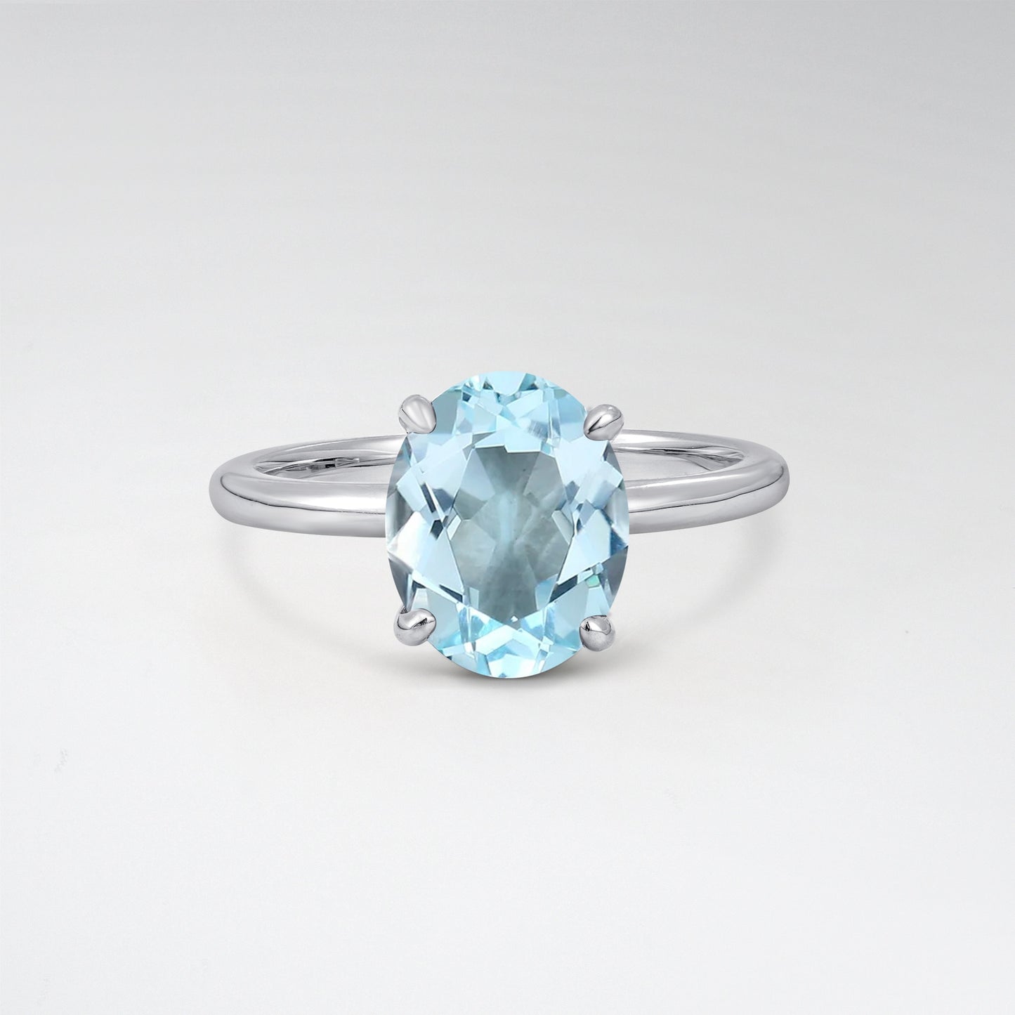 Minimalist Oval Cut Aquamarine 3CT Solitaire Engagement Ring - Additional view
