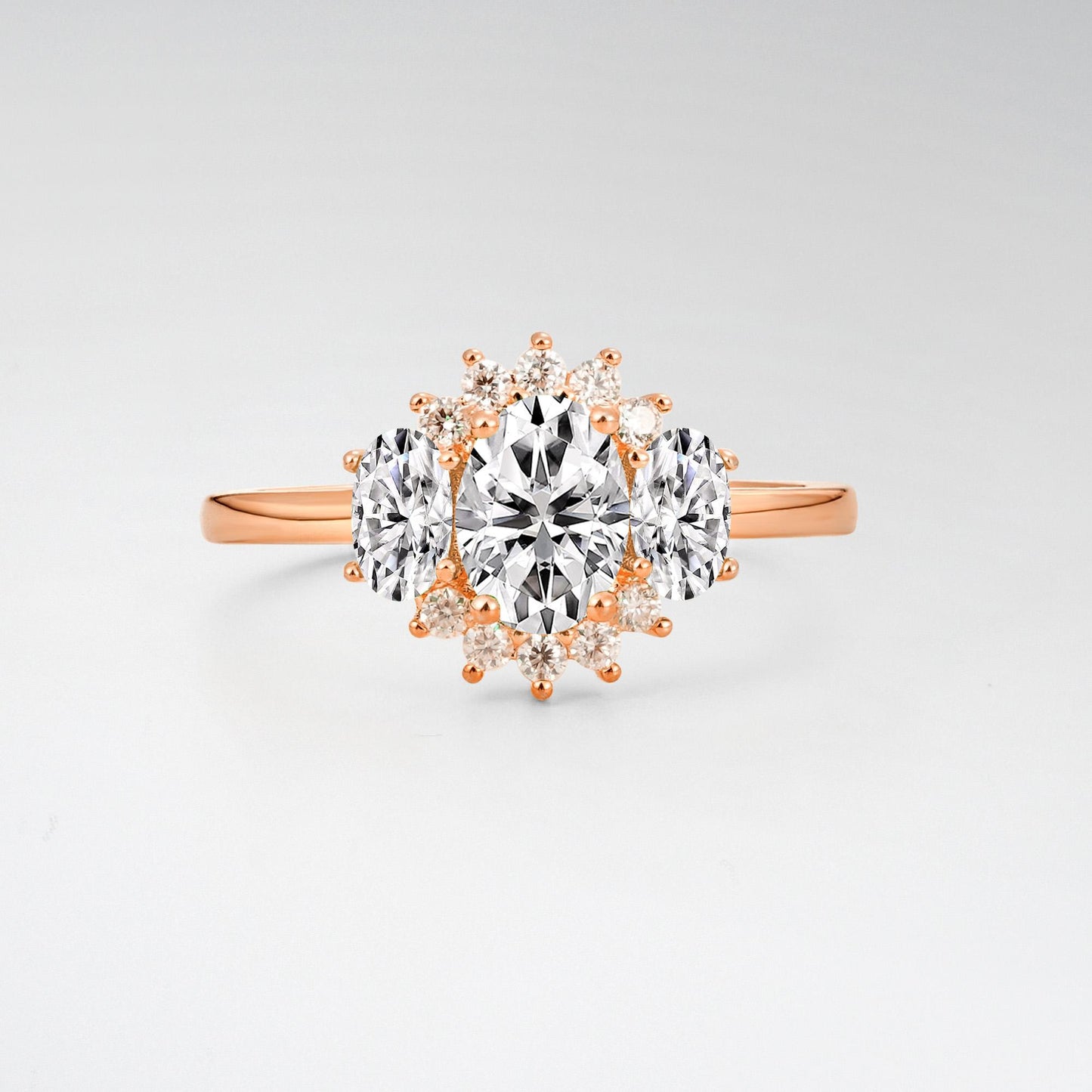 Oval Cut Lab Diamond Cluster Engagement Ring - Additional view