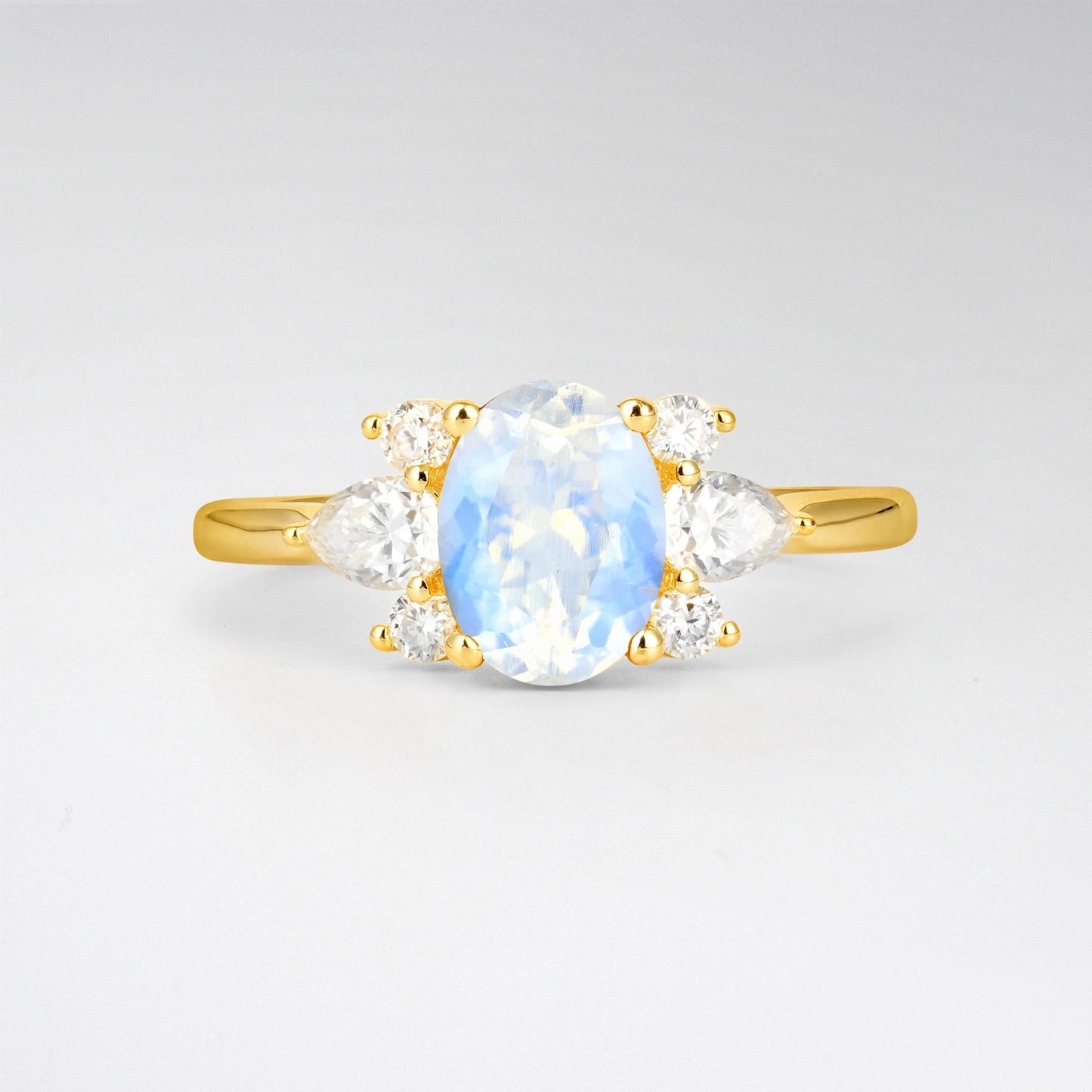 Oval Cut Moonstone Pear Side Stone Engagement Ring - Additional view