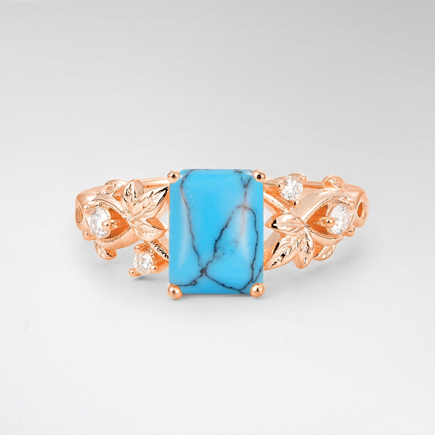 1.5CT Nature-Inspired Emerald Cut Turquoise Engament Ring - Additional view