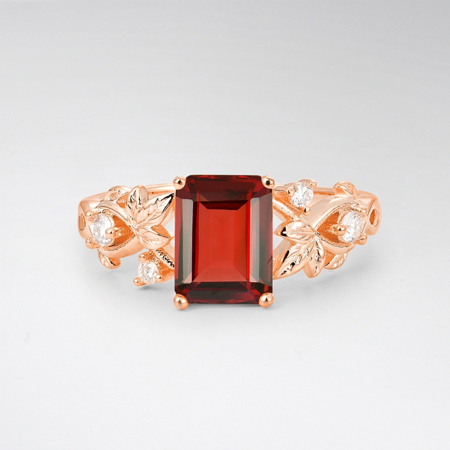 1.5CT Nature-Inspired Emerald Cut Garnet Engament Ring - Additional view