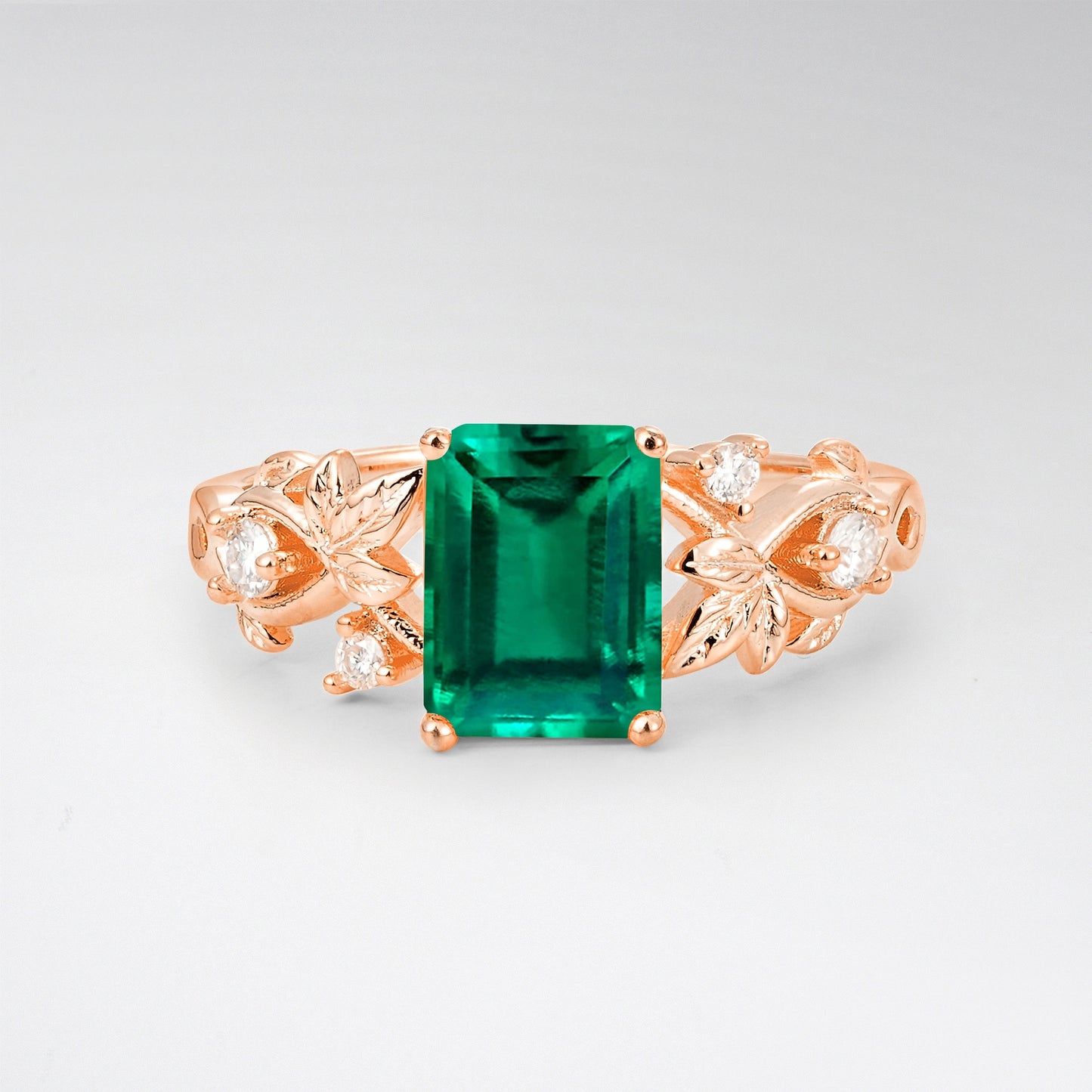 1.5CT Nature-Inspired Emerald Cut Emerald Engament Ring - Additional view