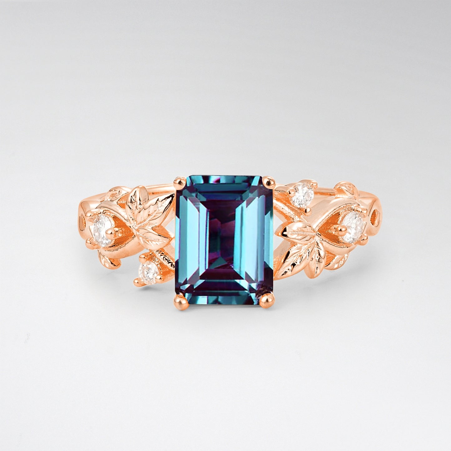 1.5CT Nature-Inspired Emerald Cut Alexandrite Engament Ring - Additional view