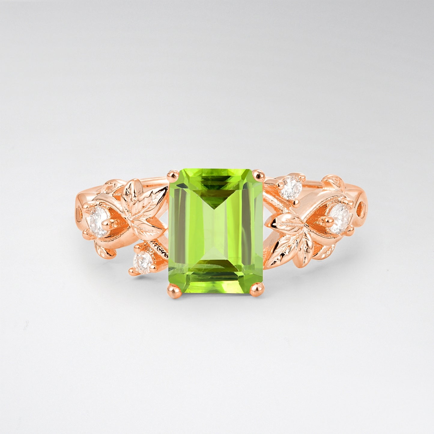 1.5CT Nature-Inspired Emerald Cut Peridot Engament Ring - Additional view