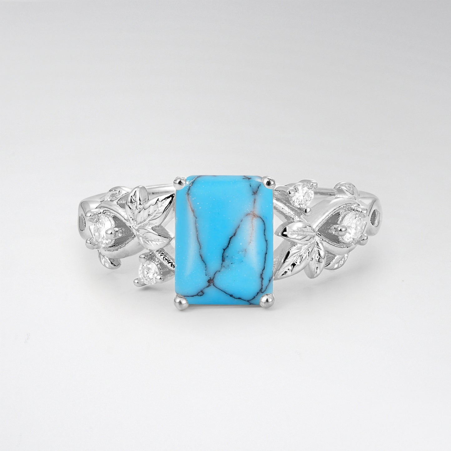1.5CT Nature-Inspired Emerald Cut Turquoise Engament Ring - Additional view