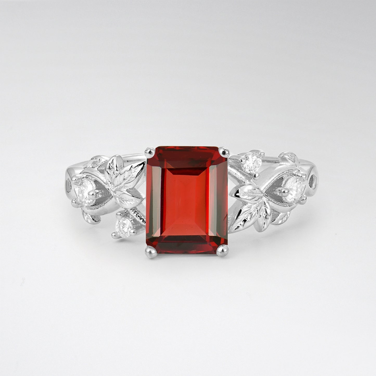1.5CT Nature-Inspired Emerald Cut Garnet Engament Ring - Additional view