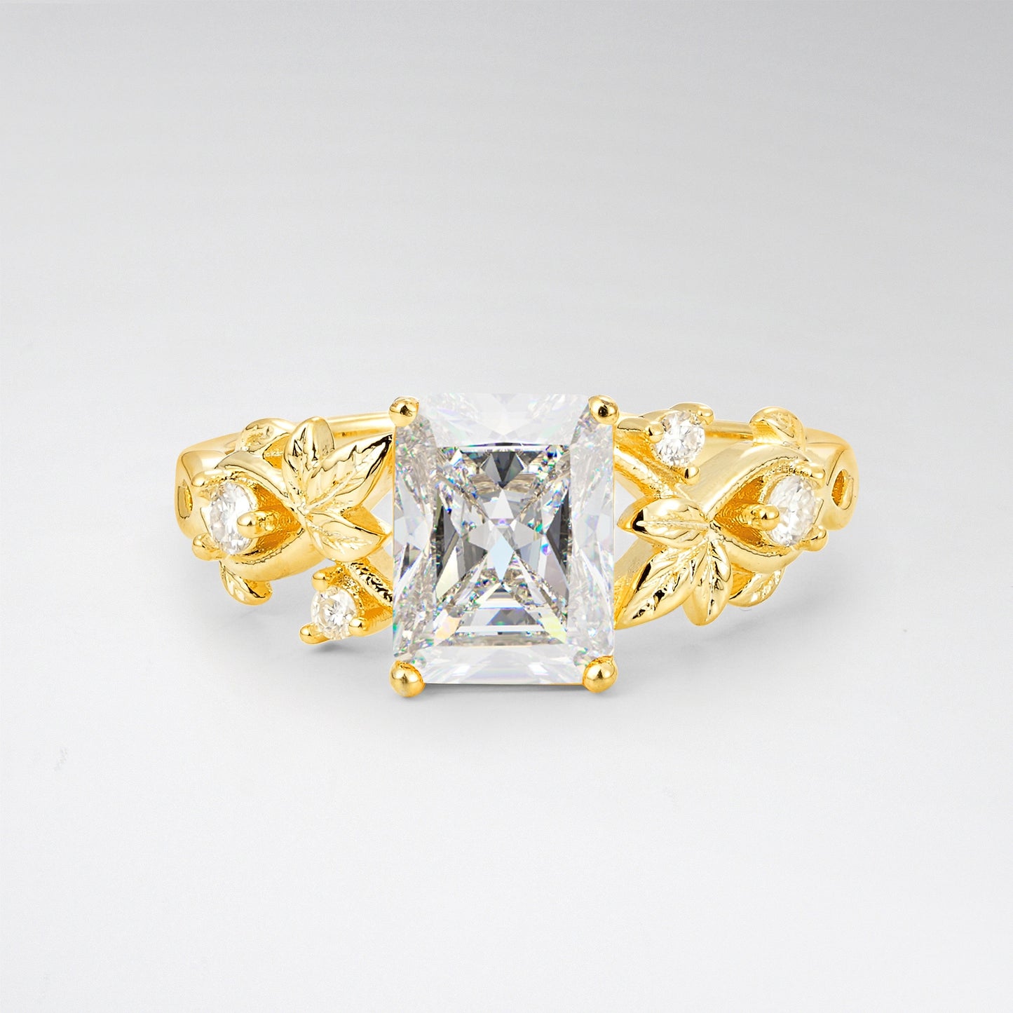 1.5CT Nature-Inspired Emerald Cut Moissanite Engament Ring - Additional view