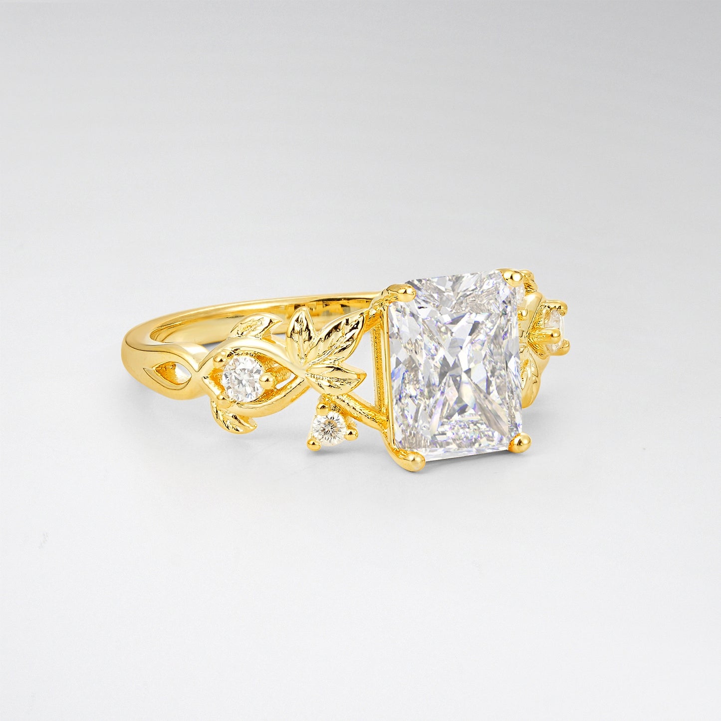 1.5CT Nature-Inspired Emerald Cut Moissanite Engament Ring - Additional view