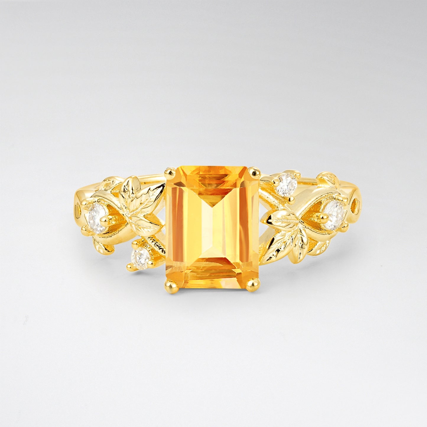 1.5CT Nature-Inspired Emerald Cut Citrine Engament Ring - Additional view