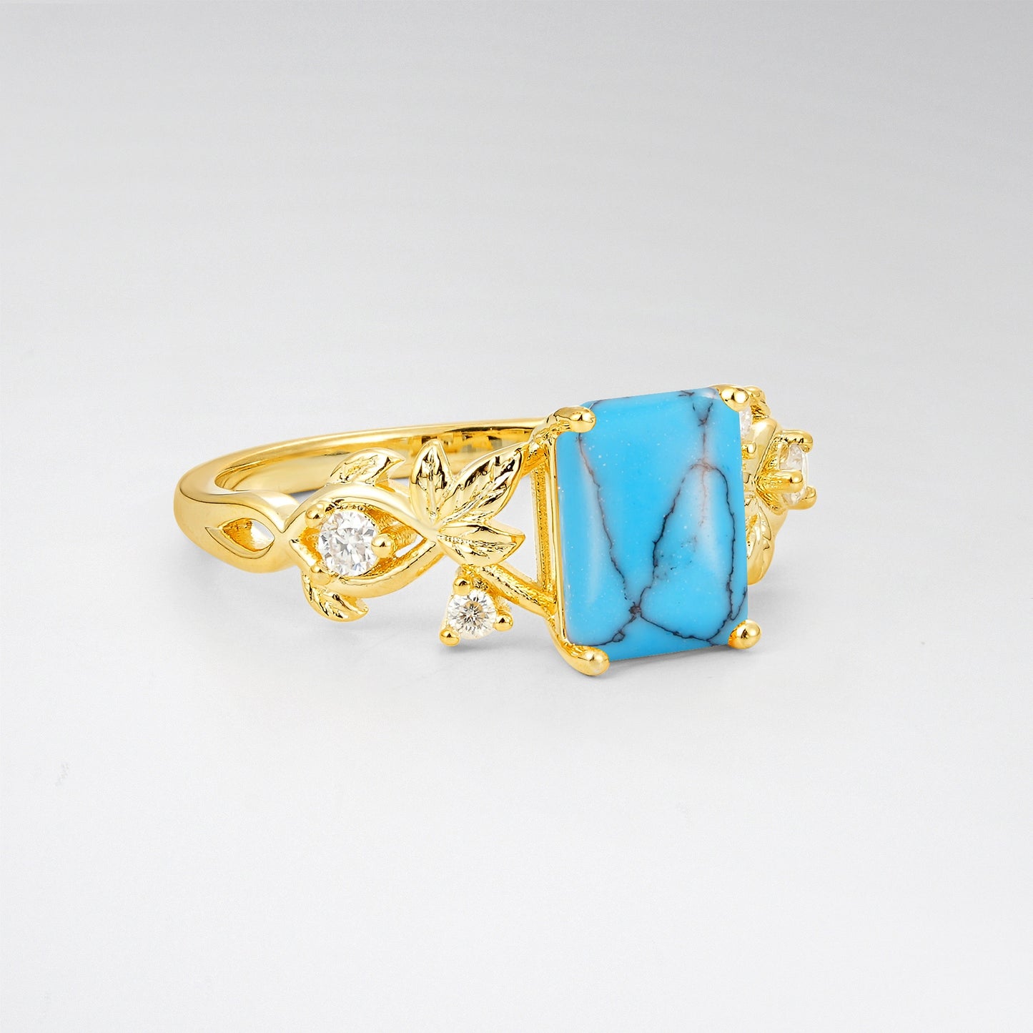 1.5CT Nature-Inspired Emerald Cut Turquoise Engament Ring - Additional view
