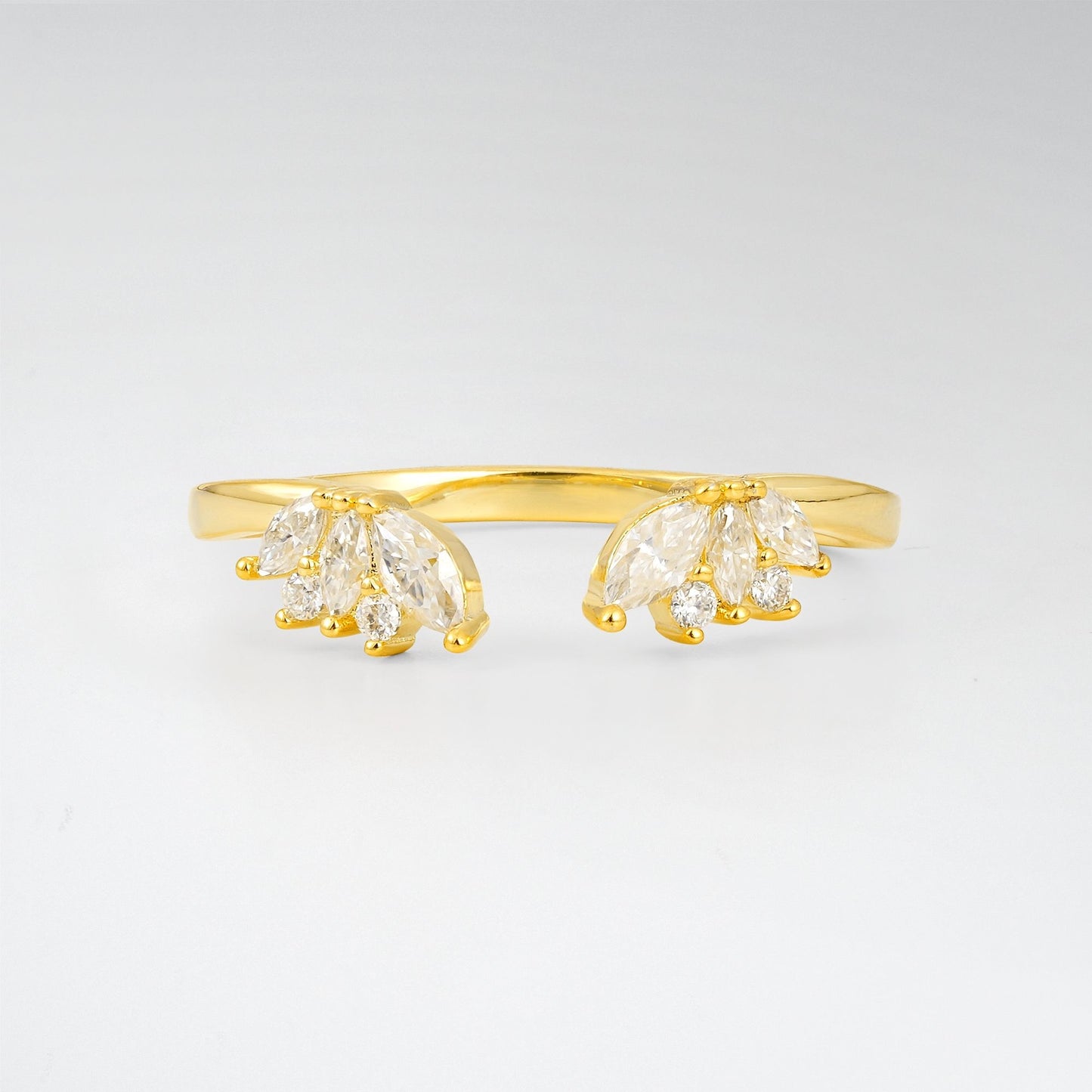 Vintage Marquise Cut Moissanite Floral Open Wedding Ring - Additional view