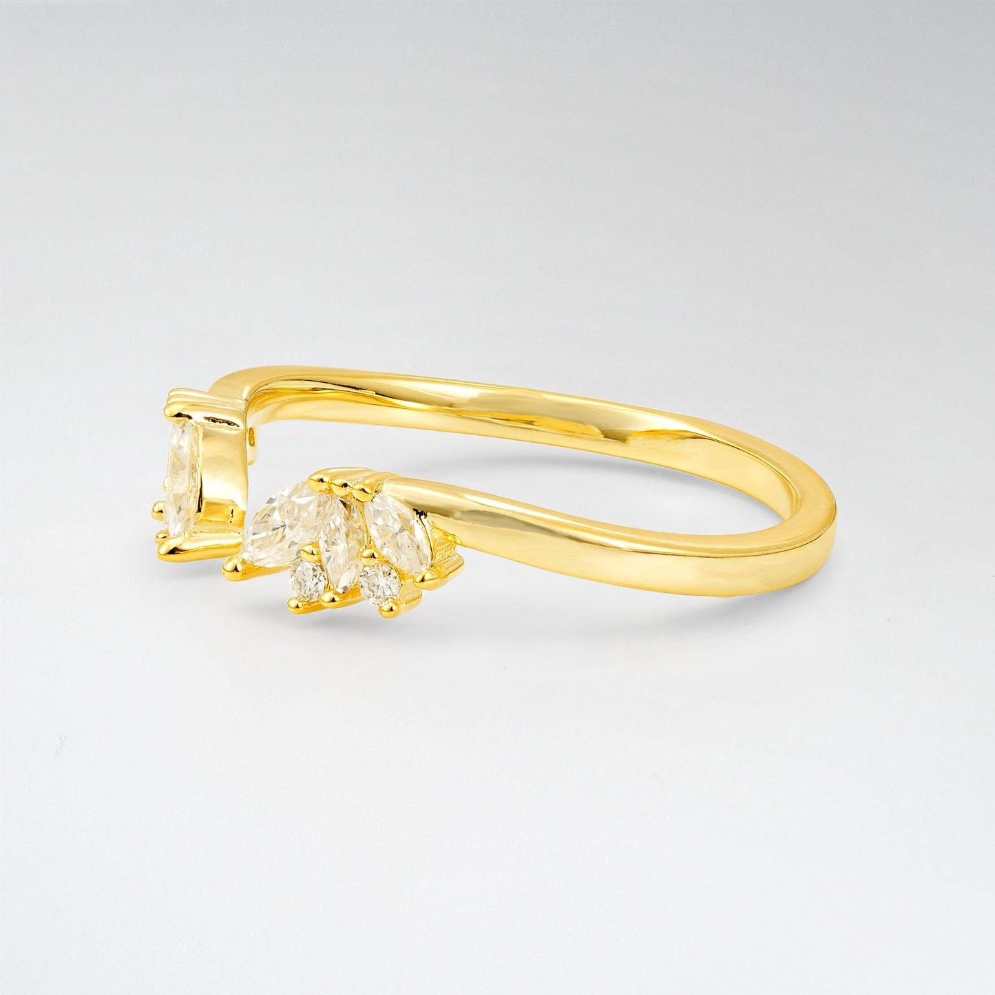 Vintage Marquise Cut Moissanite Floral Open Wedding Ring - Additional view