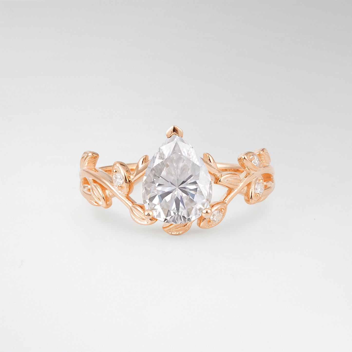Nature-Inspired Pear Cut Moissanite 1.5CT Floral Petal Engagement Ring - Additional view