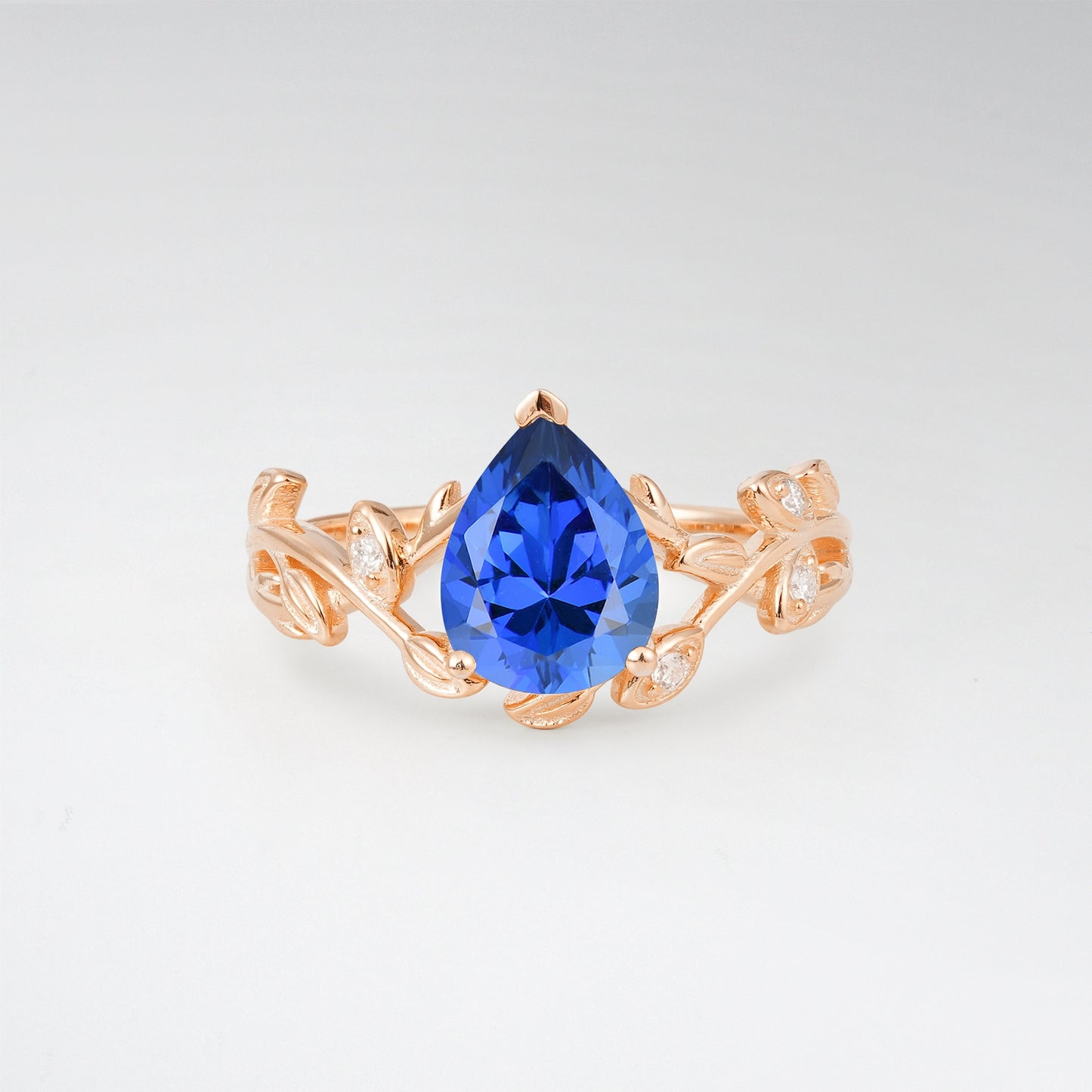 Nature-Inspired Pear Cut Sapphire 1.5CT Floral Petal Engagement Ring - Additional view