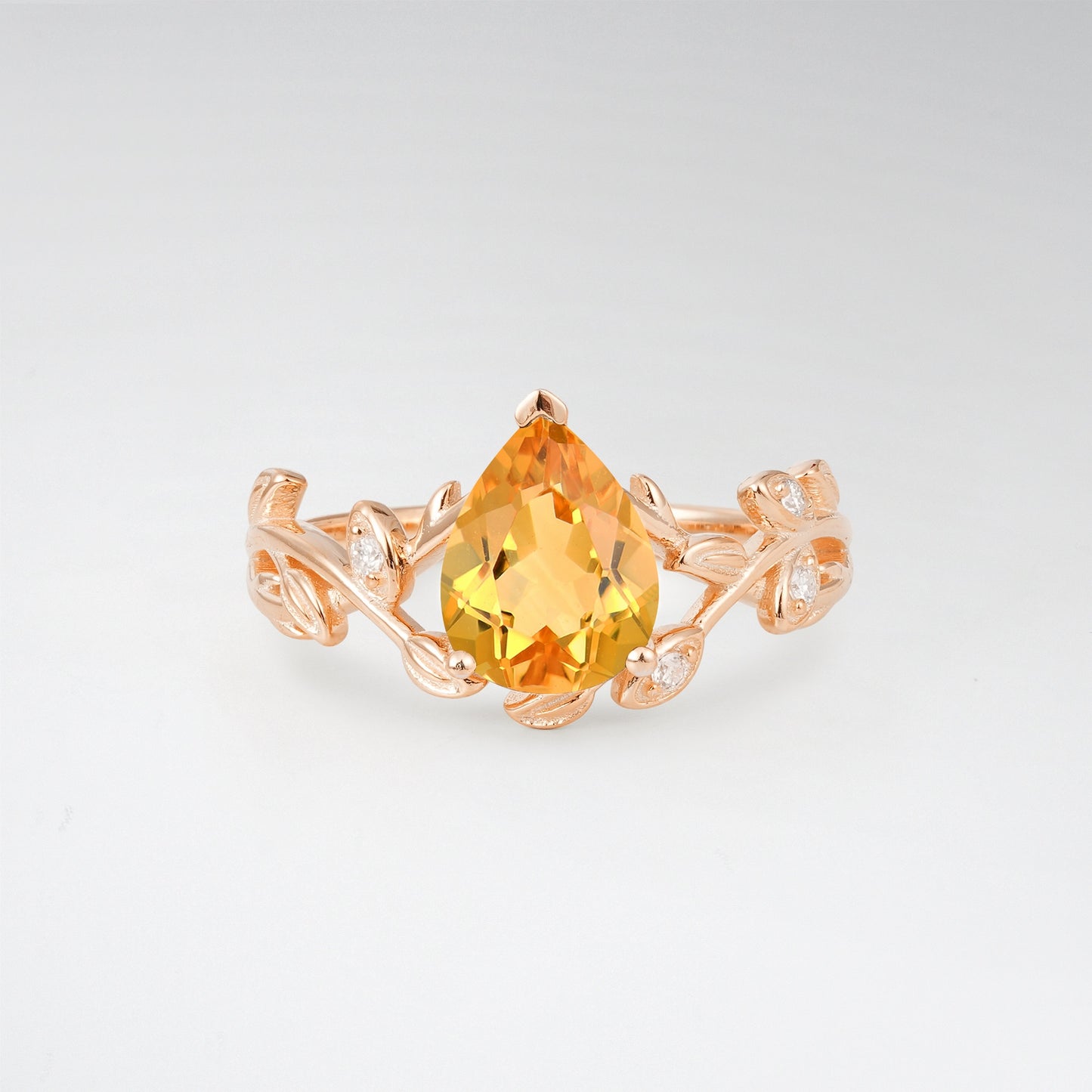 Nature-Inspired Pear Cut Citrine 1.5CT Floral Petal Engagement Ring - Additional view
