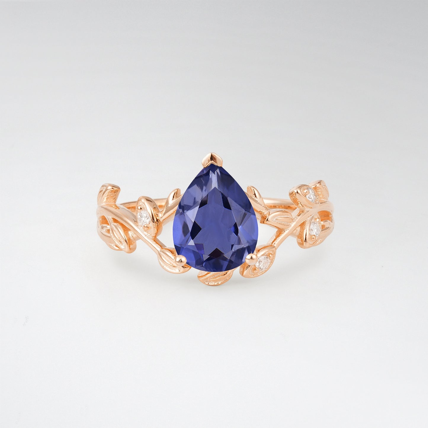 Nature-Inspired Pear Cut Tanzanite 1.5CT Floral Petal Engagement Ring - Additional view