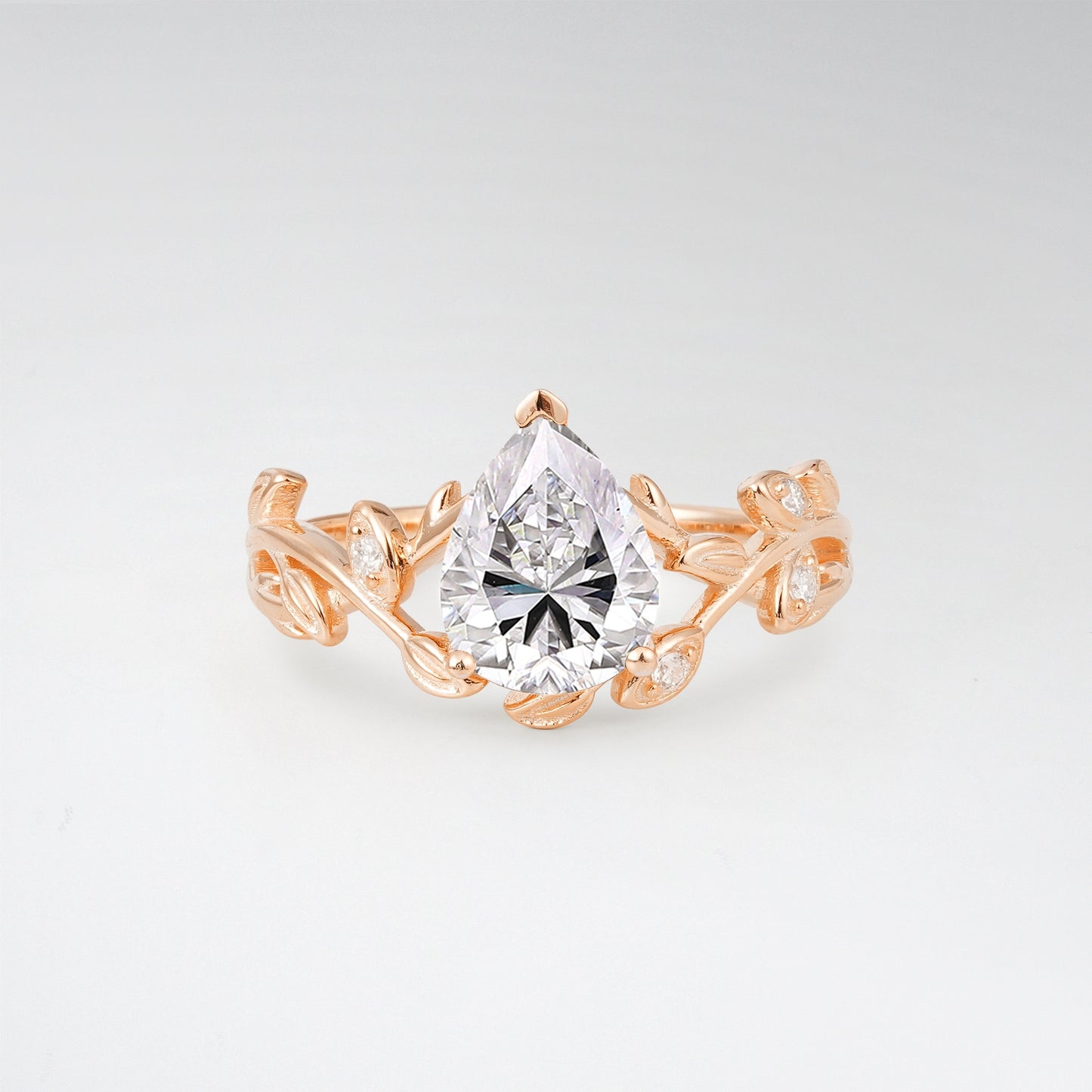 Nature-Inspired Pear Cut Lab Diamond 1.5CT Floral Petal Engagement Ring - Additional view