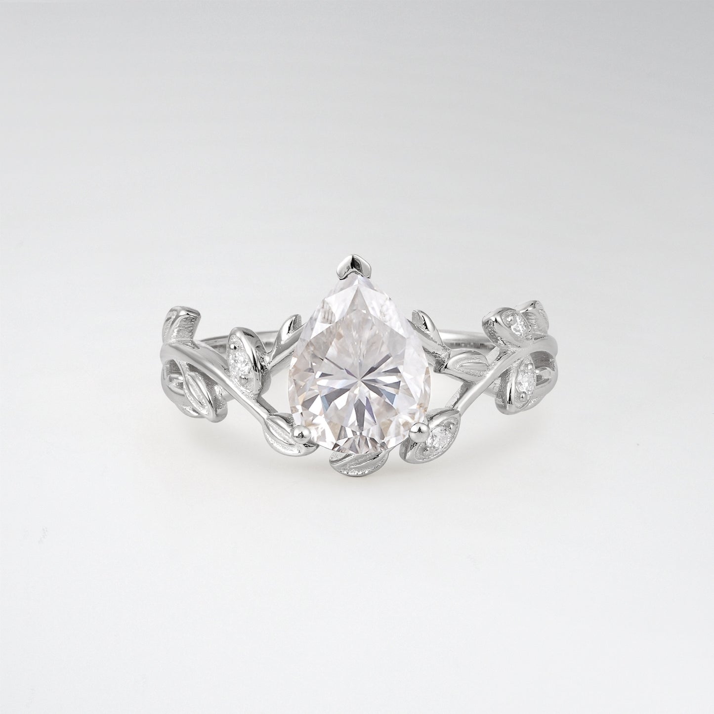 Nature-Inspired Pear Cut Moissanite 1.5CT Floral Petal Engagement Ring - Additional view