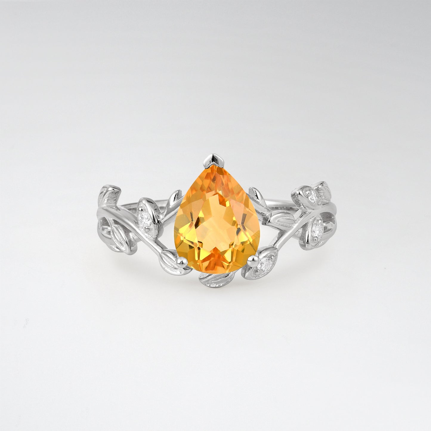 Nature-Inspired Pear Cut Citrine 1.5CT Floral Petal Engagement Ring - Additional view