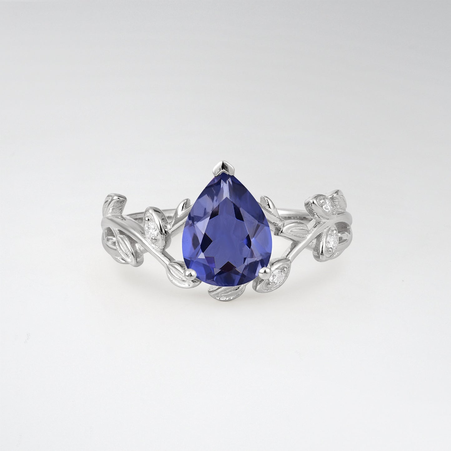 Nature-Inspired Pear Cut Tanzanite 1.5CT Floral Petal Engagement Ring - Additional view