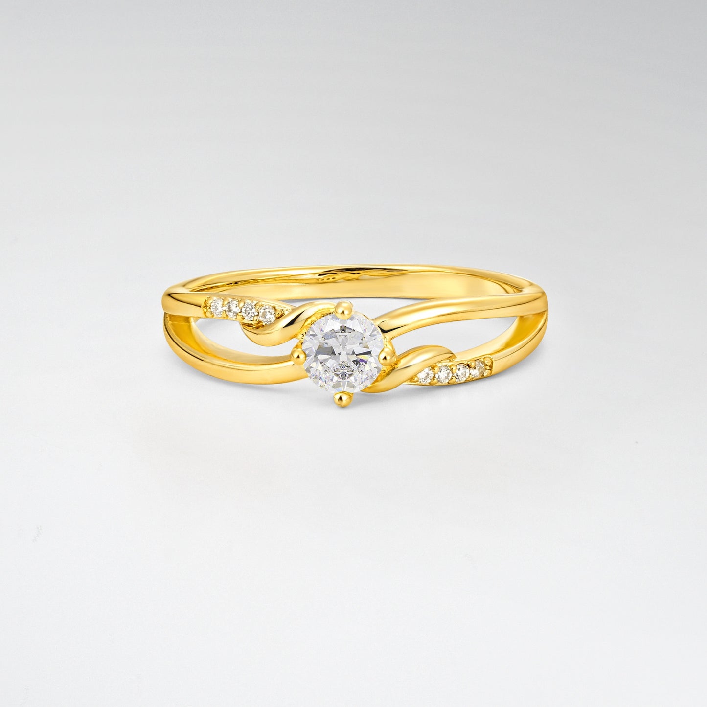 Round Cut Moissanite Split Shank Promise Ring - Additional view