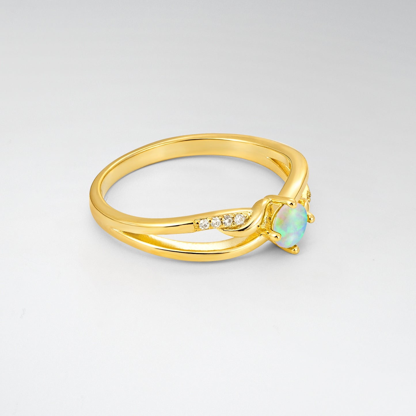 Round Cut Opal Split Shank Promise Ring - Additional view