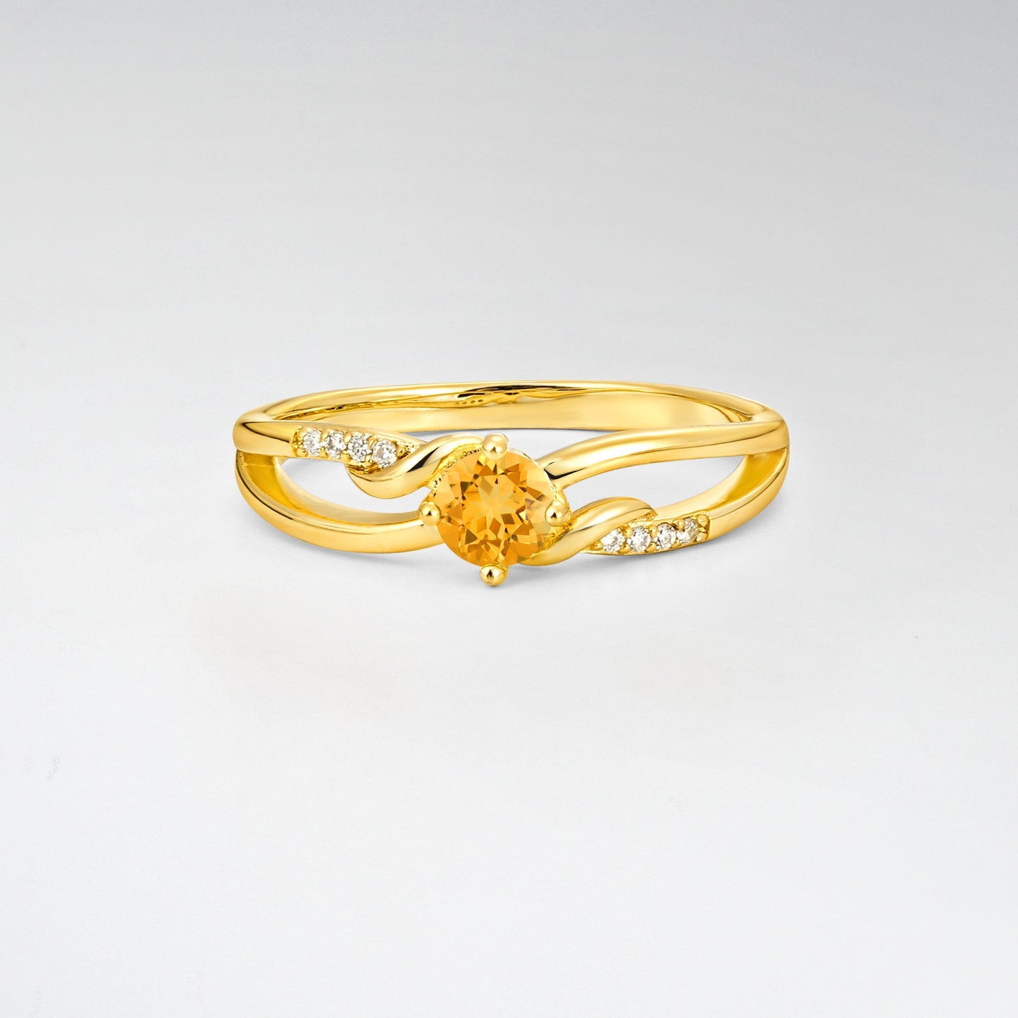 Round Cut Citrine Split Shank Promise Ring - Additional view