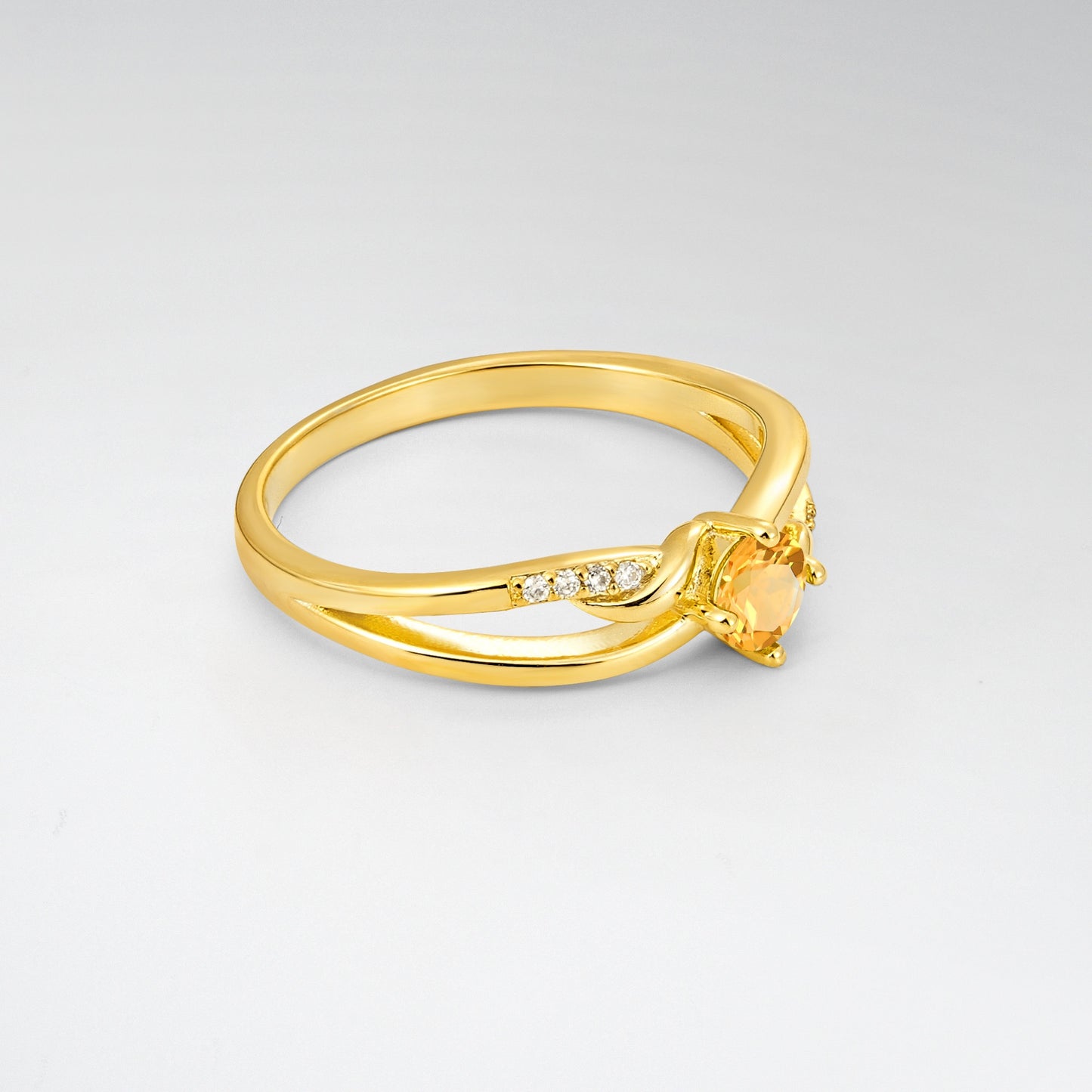 Round Cut Citrine Split Shank Promise Ring - Additional view