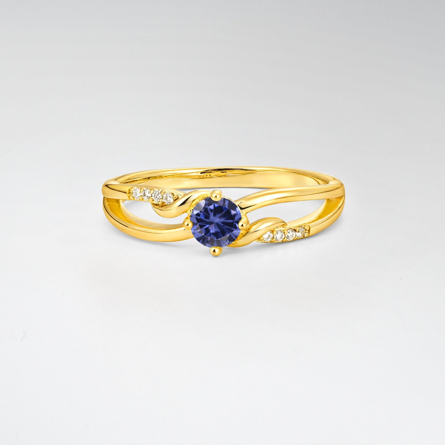 Round Cut Tanzanite Split Shank Promise Ring - Additional view