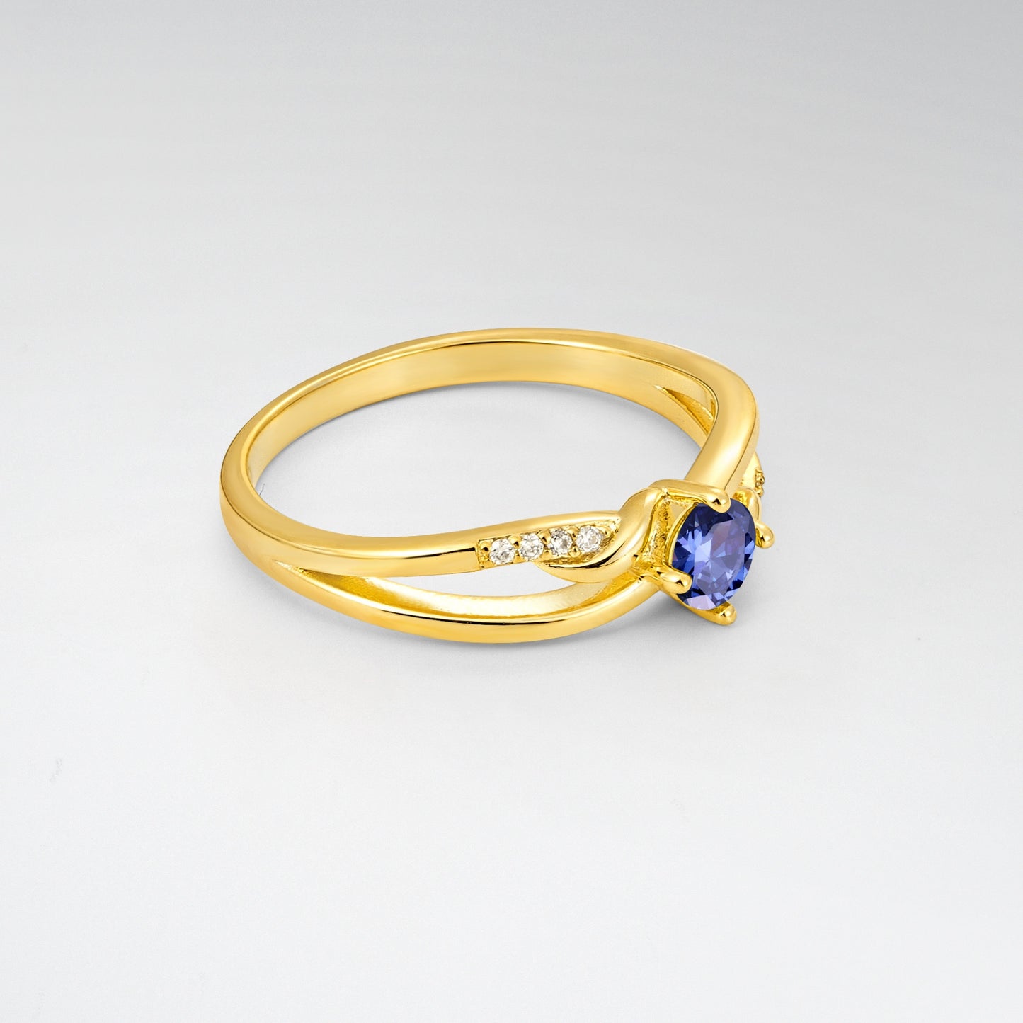 Round Cut Tanzanite Split Shank Promise Ring - Additional view