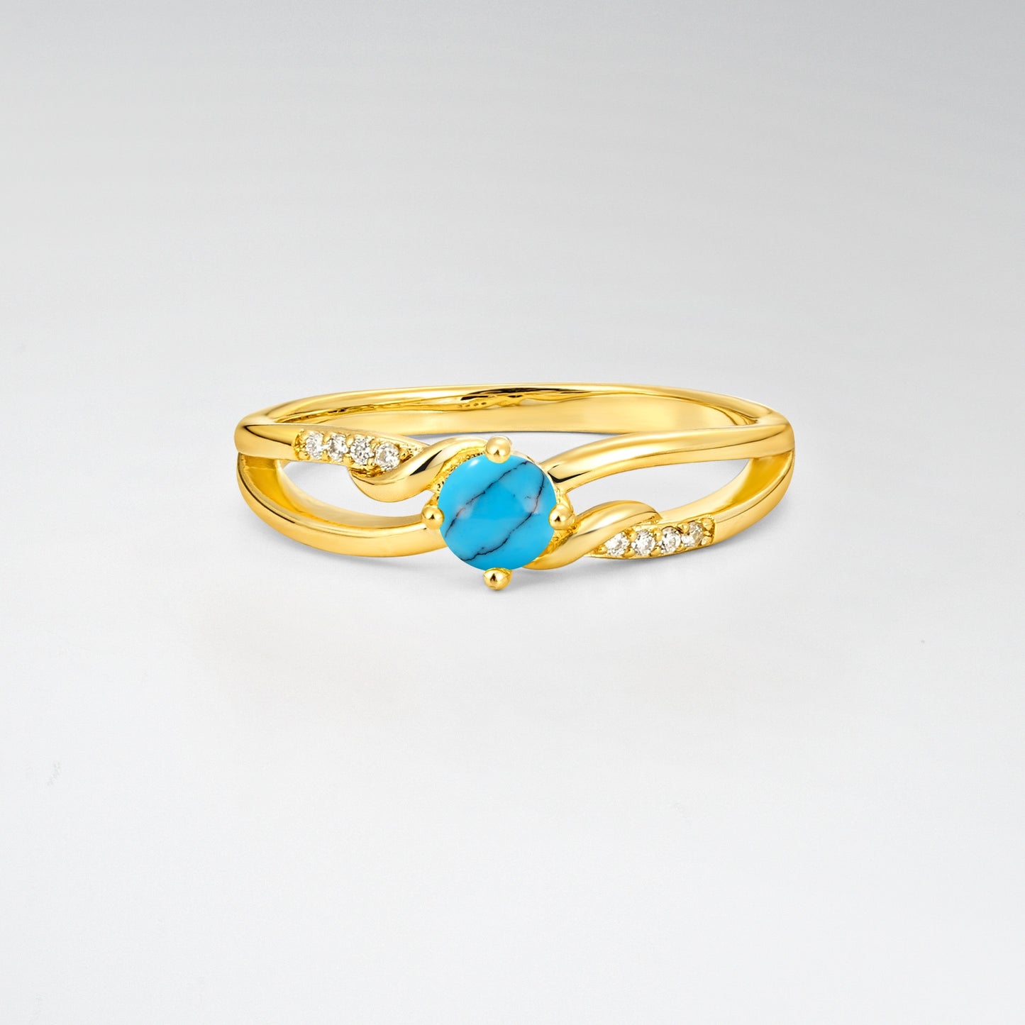 Round Cut Turquoise Split Shank Promise Ring - Additional view