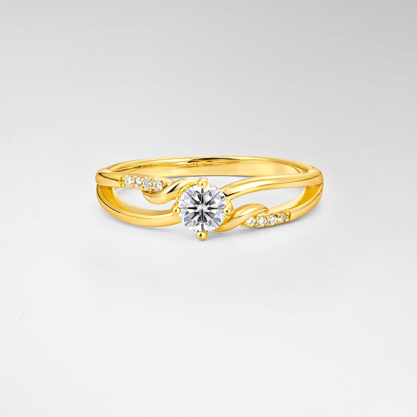Round Cut Lab Diamond Split Shank Promise Ring - Additional view
