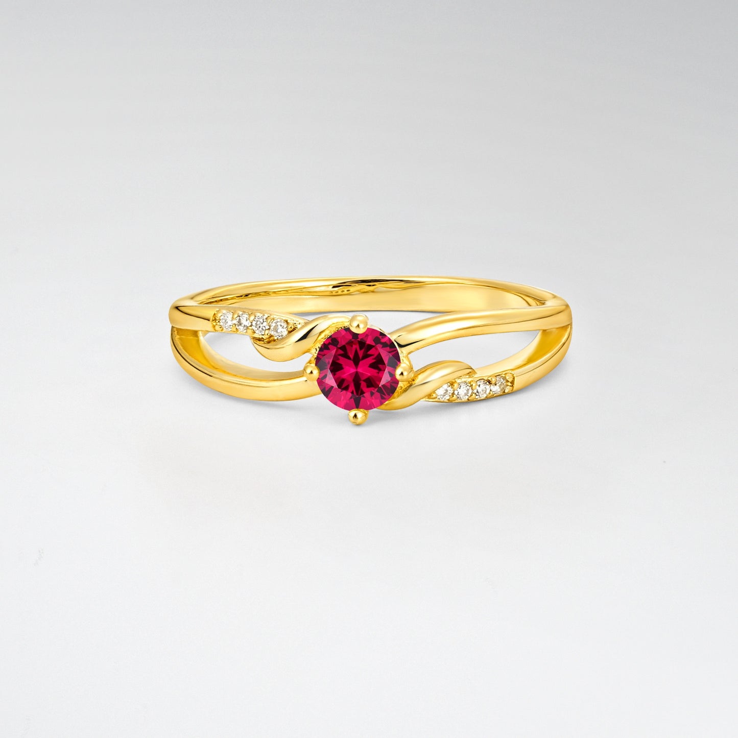 Round Cut Ruby Split Shank Promise Ring - Additional view