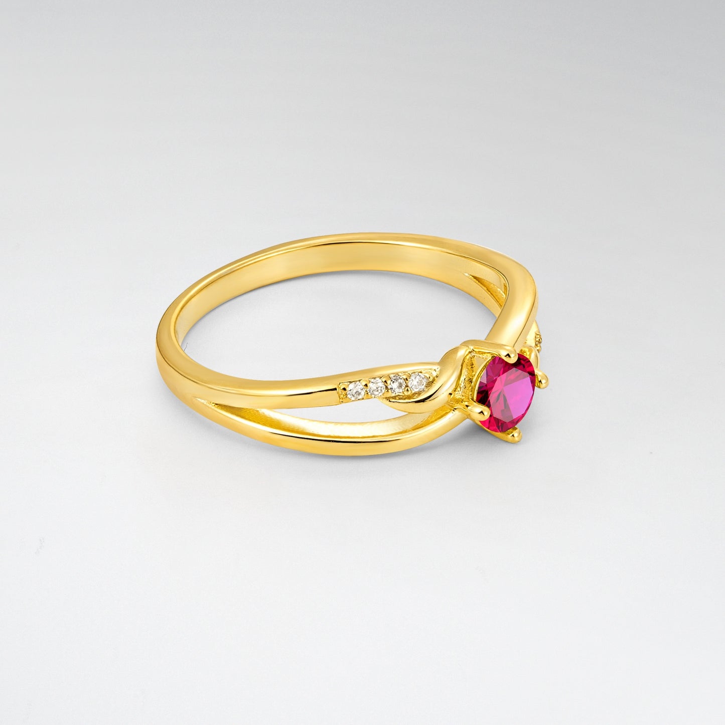 Round Cut Ruby Split Shank Promise Ring - Additional view