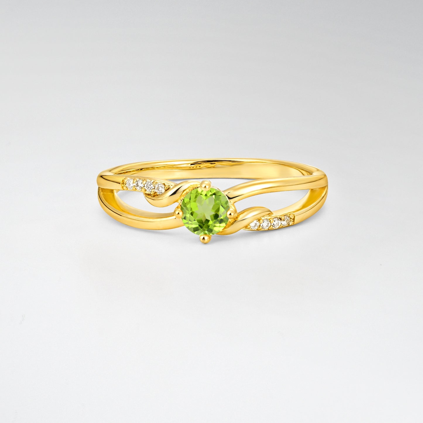 Round Cut Peridot Split Shank Promise Ring - Additional view