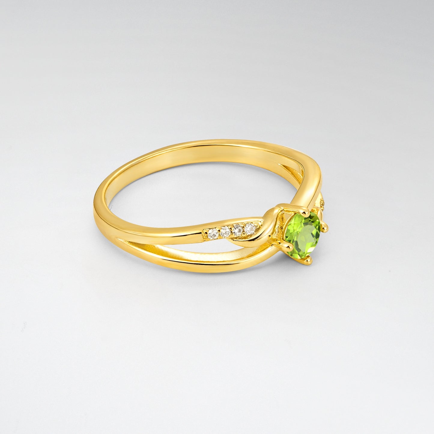 Round Cut Peridot Split Shank Promise Ring - Additional view